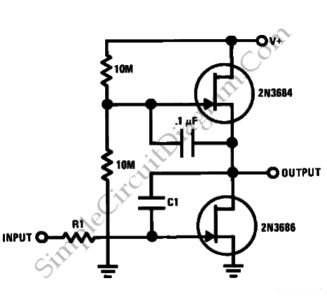 JFET AC Coupled Integrator | Simple Circuit Diagram