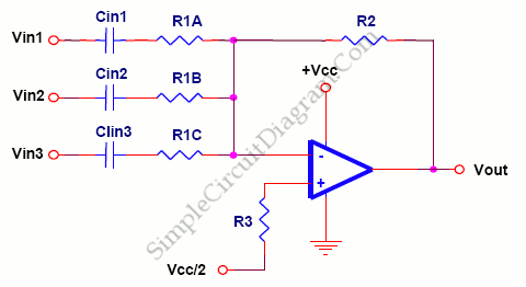 Single Supply Summing Amplifier for Audio Mixer | Simple ...