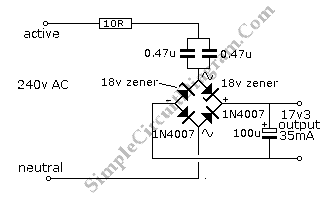 Transformerless Power Supply TRANSFORMERLESS POWER SUPPLY circuit schematic diagram