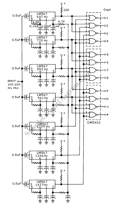 There are many single chip DTMF decoder available, but this circuits allows 