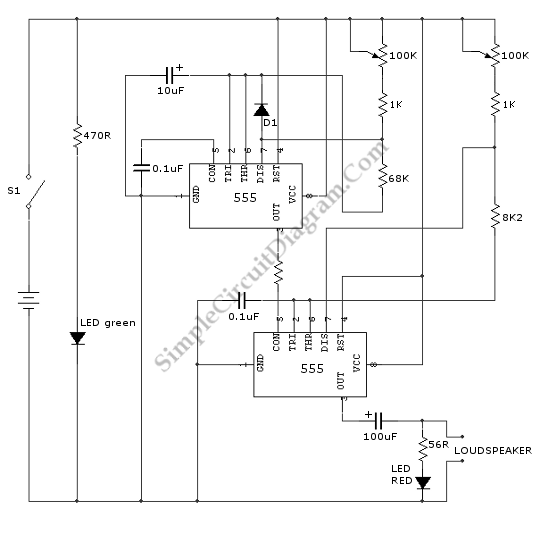 Two Tones (Ambulance) Alarm Circuit | Simple Circuit Diagram