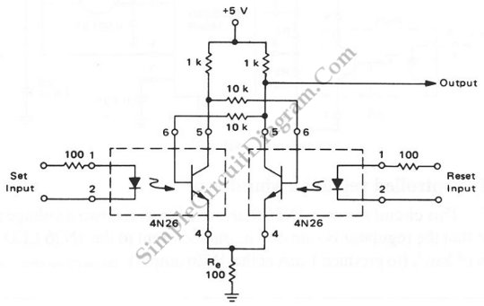 Opto-Coupled RS Flip-Flop | Simple Circuit Diagram
