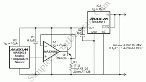 4mA–20mA Loop Powered Temperature Sensor – Simple Circuit Diagram