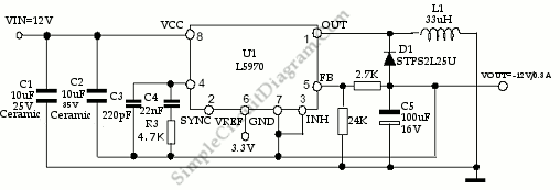 Switch Mode Regulator Provides -12V Negative Supply from Positive Supply