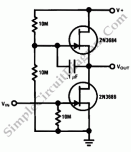 High Gain JFET Audio Amplifier – Simple Circuit Diagram