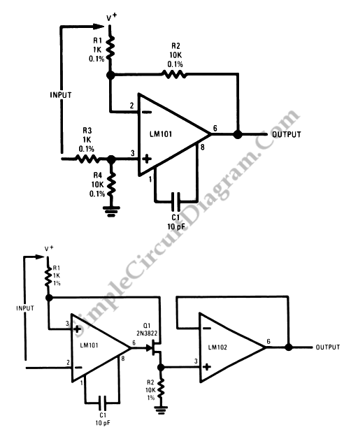 Op Amp Application Level Shifting Amplifier Simple Circuit Diagram