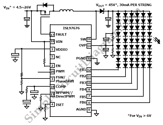 LED Driver: 6 Channels with Phase Shift Control | Simple Circuit Diagram