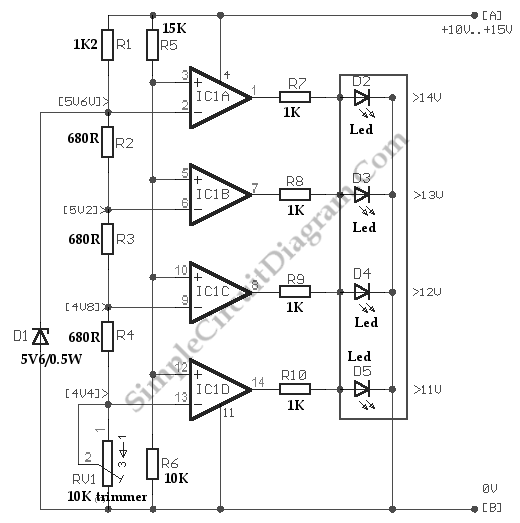 Voltmeter with LED for car battery