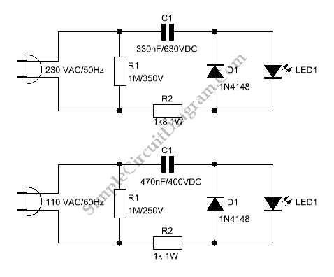 AC-Powered LED – Simple Circuit Diagram