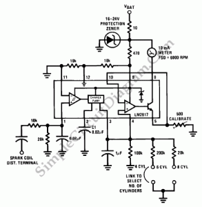LM2917 Automotive Tachometer – Simple Circuit Diagram