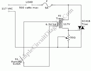 Remote On-Off Switch through Small Transformer – Simple Circuit Diagram