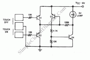 Separate ON-OFF Touch Switch – Simple Circuit Diagram